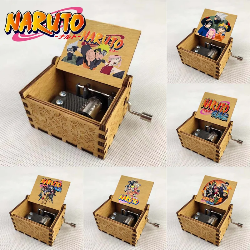 Naruto Spieluhr Holz gravur Vintage handge kurbelte Spieluhr Cartoon Anime Thema Spieluhren Kinder Geburtstags geschenke