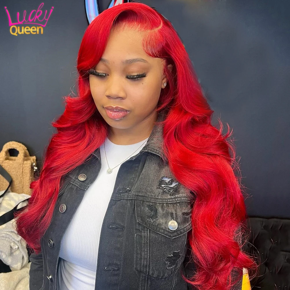 

Red Wig Human Hair 13x4 Tranaparent Lace Front Wigs Human Hair 180% Density Body Wave Red Colored Wigs Human Hair Pre Plucked