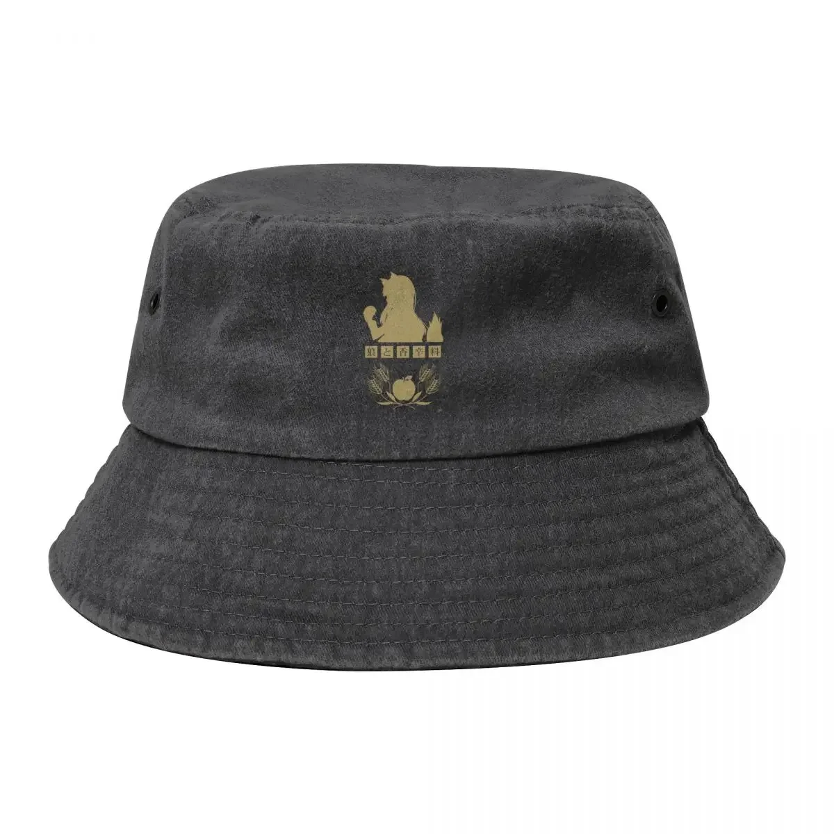 Horo - Spice and Wolf Logo (Gold) Bucket Hat New Hat Rave Men's Hats Women's