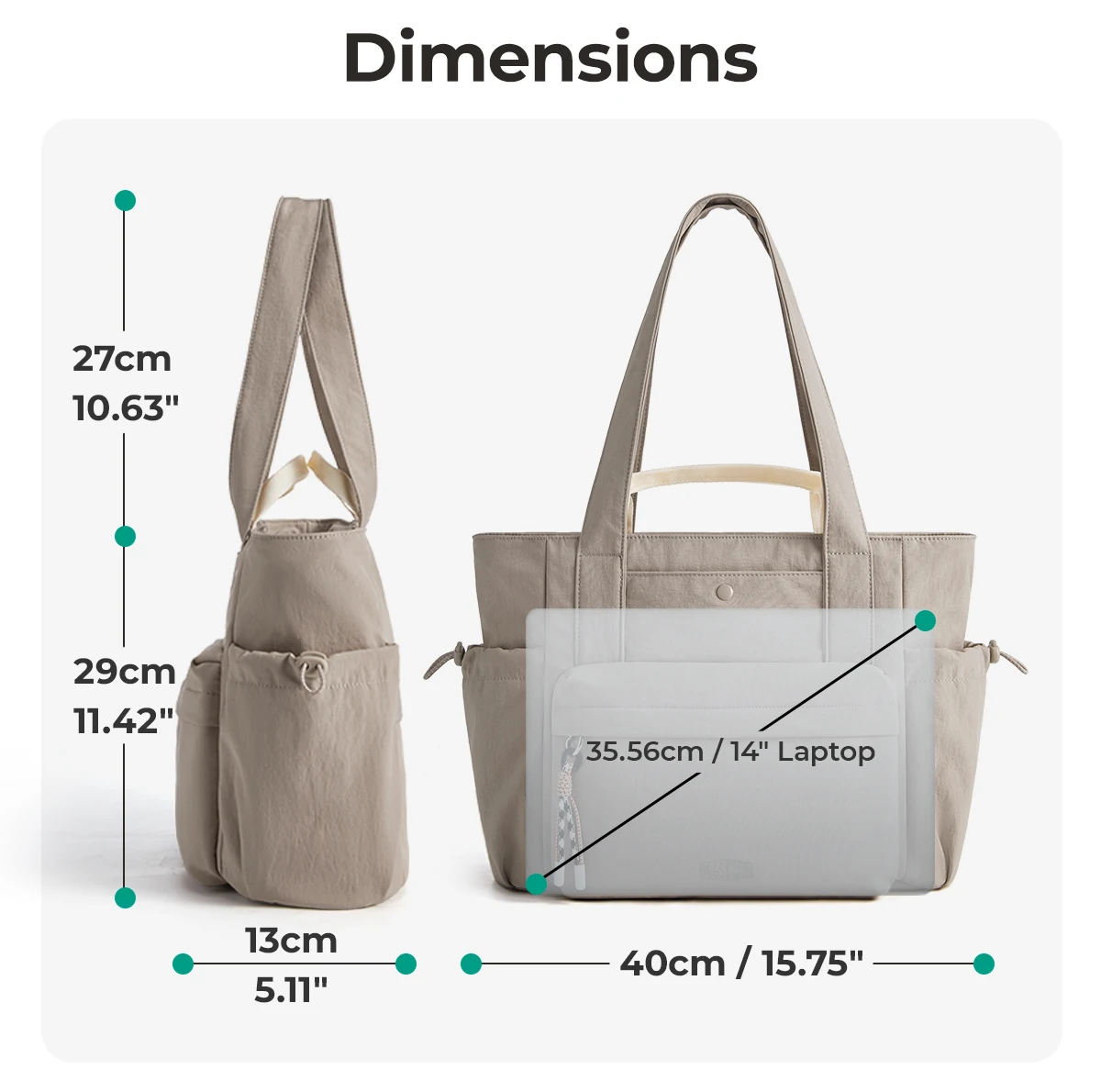 BAGSMART Damen-Tragetasche mit mehreren Taschen, wasserabweisende Schultertasche, für Pendler, Schule, Mama, Reisen, Freizeittasche – Detail 7