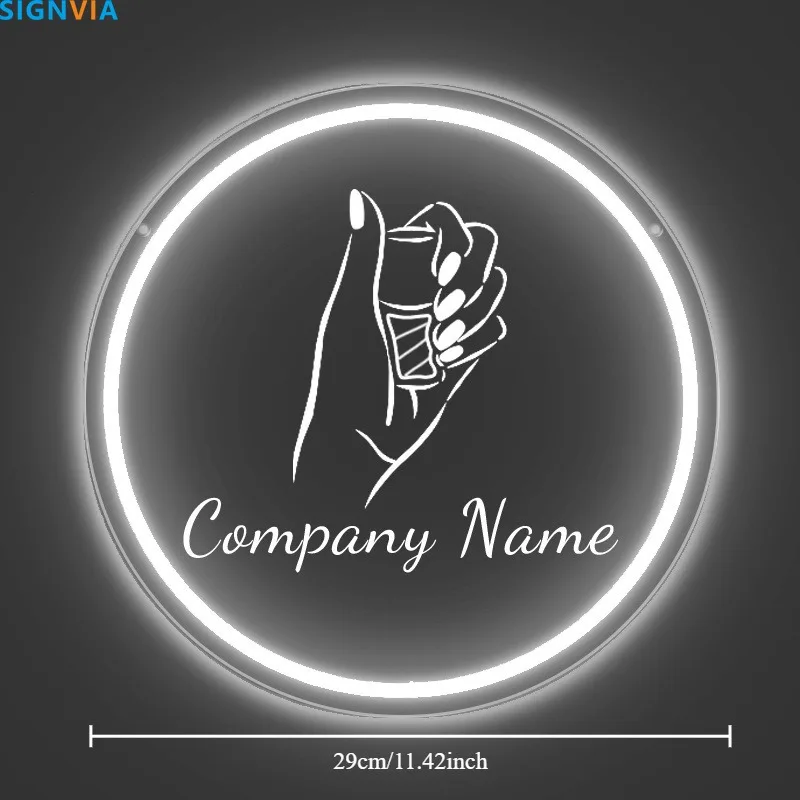 Custom Nail Art Neon Sign LED Night Light Personalized Text USB Powered Switch Control Hand Leaf Design for Salons Home Decor