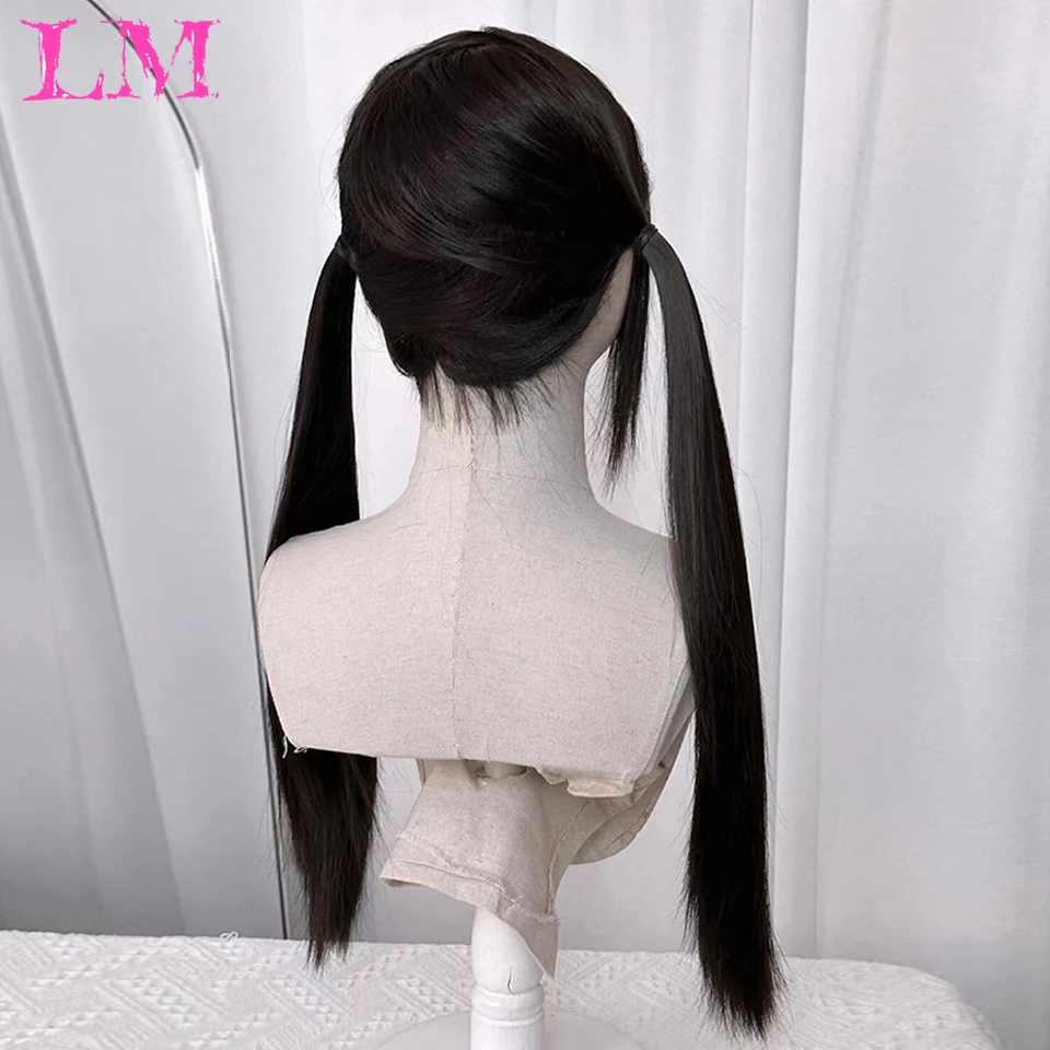 LM Black Hair Long Straight Wigs for Women Natural Hair Synthetic Wigs Daily Cosplay Heat Resistant