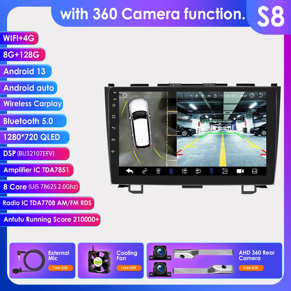 Hizpo Android Autoradio voor Honda CR-V 3 RE CRV 2007-2011 Multimedia Video Player 2 Din Navigatie GPS Carplay Head Unit Stereo
