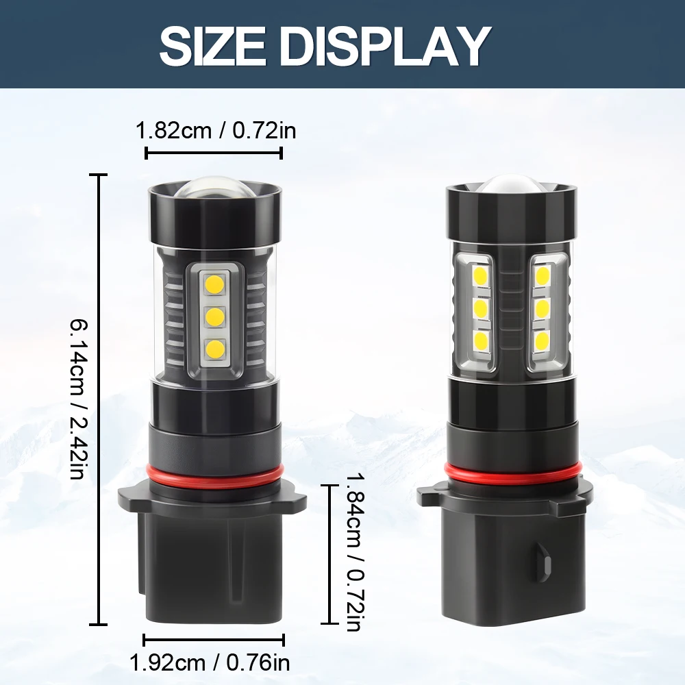 2Pcs 6000K White P13W LED CSP 3570 Bulbs for Mazda CX-5 2013 2014 2015 Daytime Running Lights 12V DRL Lamps Plug&Play
