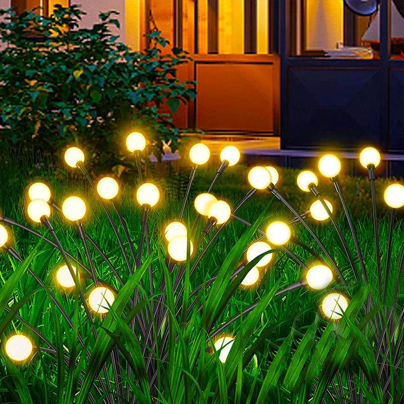 Solar Sway Lights 6LED Outdoor Waterproof Firefly Mushroom Pathway Solar Lamp Garden Lawn Yard Patio Decor Light