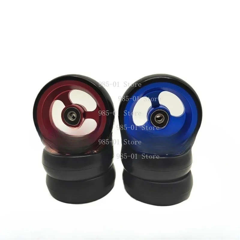 Aluminum Alloy Wheelchair Universal Wheel, 4 Inch PU Solid Wheel with 8mm Bearing Hole 1 Pair