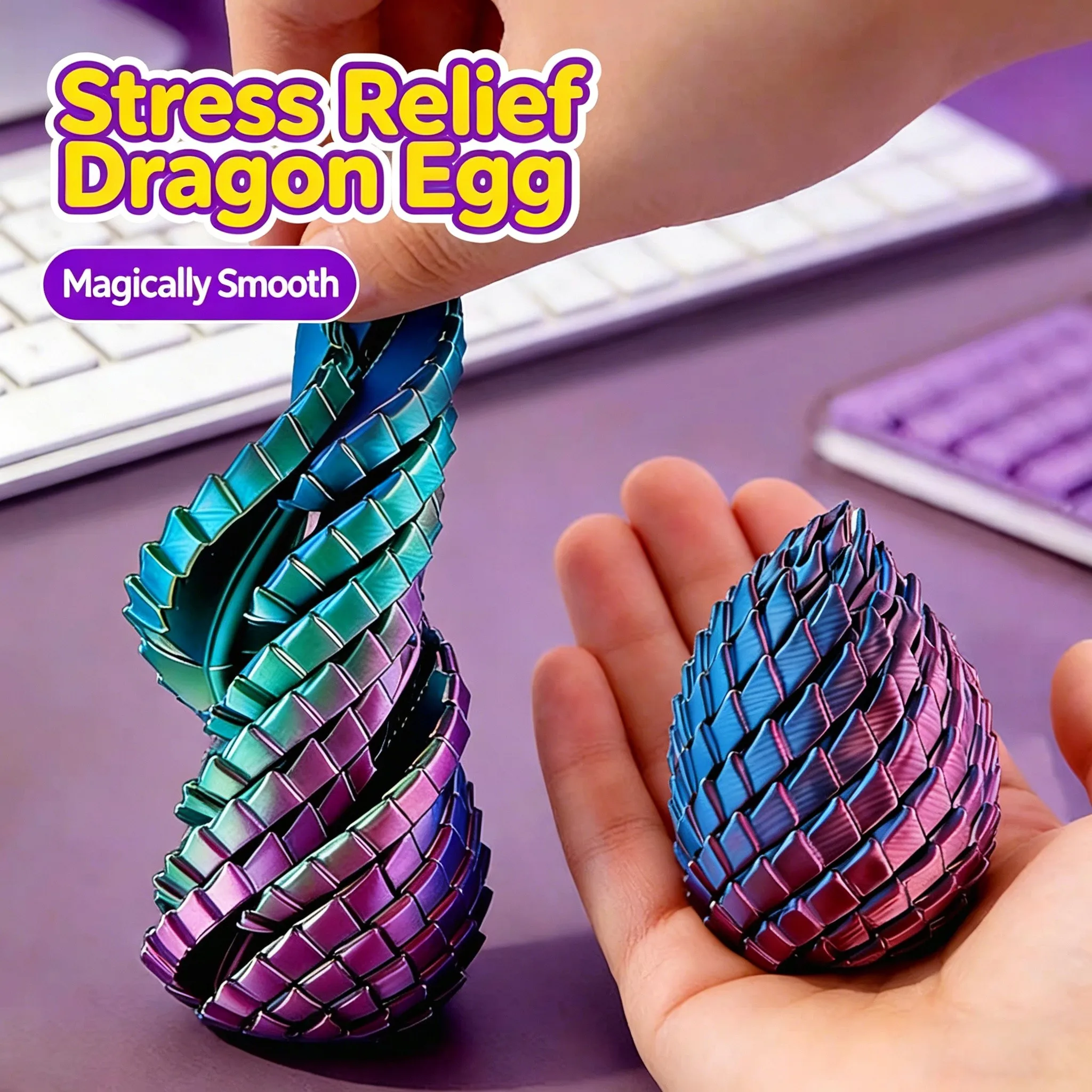 3D Printing Dragon Egg Stress Relief Model, Deformable Twist Egg, Creative Stress-Relief Gadget Desk Ornament