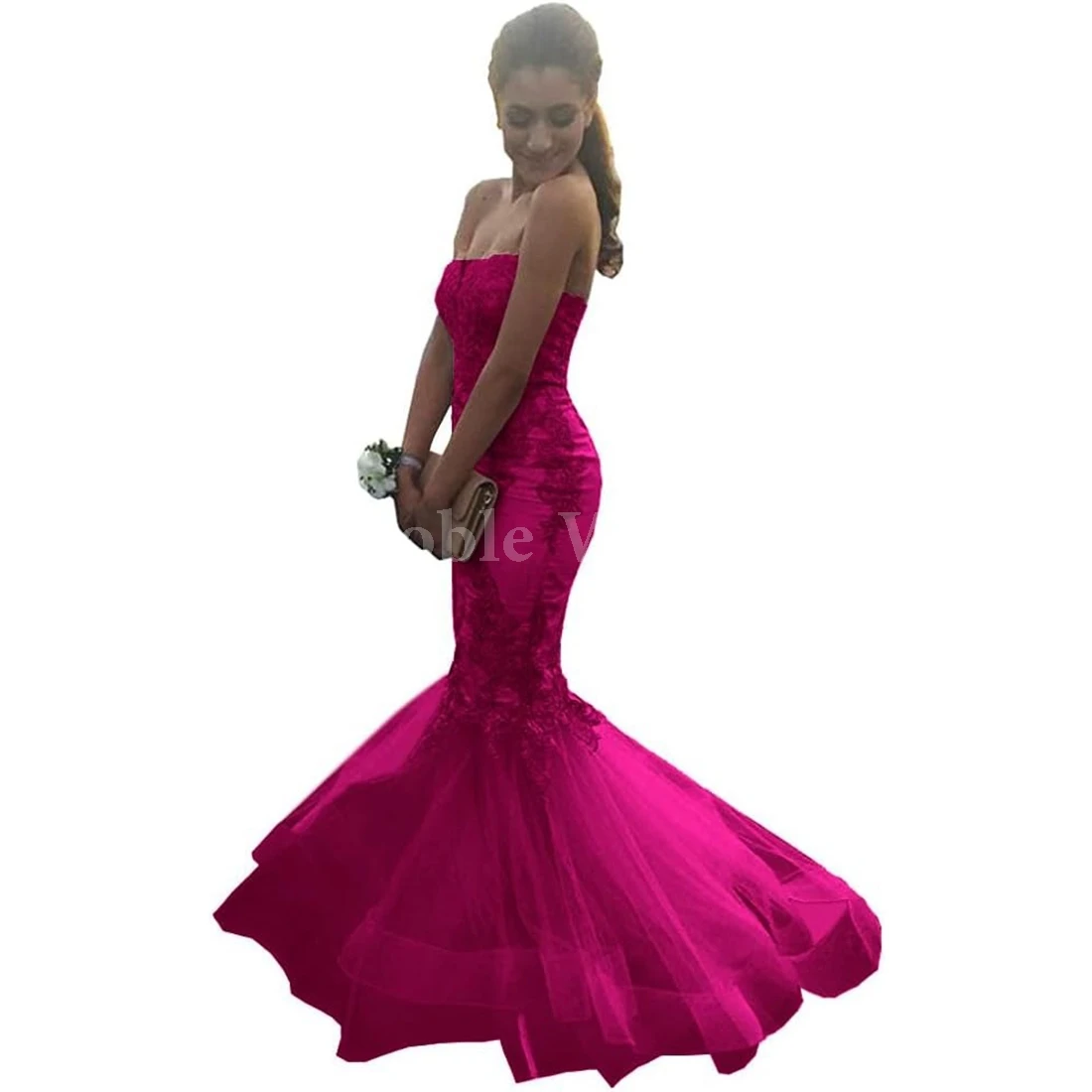 

Sweetheart Evening Dresses with Tulle Appliques Mermaid Prom Gowns for Women Customize