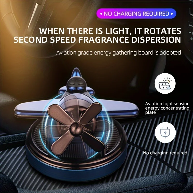 Solar Car Air Freshener Perfume Fighter Interior Accessories Decoration Propeller Rotating Auto Flavoring Perfume Diffuser