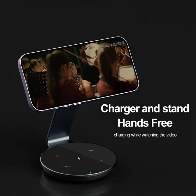 Transparent Magnetic Qi Wireless Charger Stand For Apple Watch 8 9 iPhone 16 15 14 13 12 Pro AirPods 15W Fast Wireless Charging