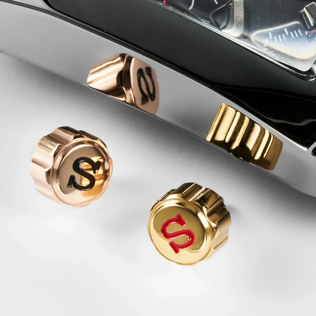 Corona dell'orologio Sigend' incisa in argento/oro/oro rosa adatta per parti di corone in acciaio inossidabile con movimento NH35 NH36 7S26