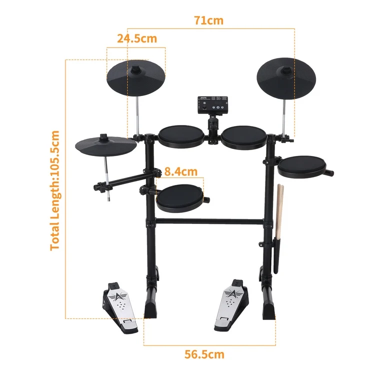 Electric Drum Set 8 Piece Electronic Drum Kit for Adult Beginner with 144 Sounds Hi-Hat Pedals and USB MIDI Connection Holiday