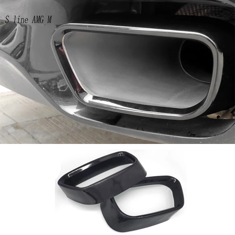 For BMW X5 X6 F15 F16 2014-2018 Car Exterior Accessories Auto Tail Throat Exhaust Pipe Decoration Cover Sticker black refit Trim