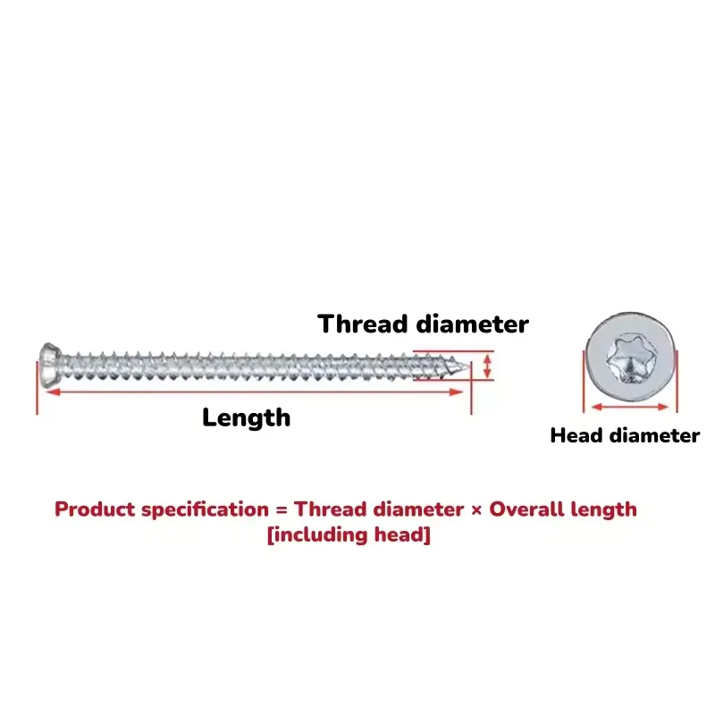 8.8 Grade 7.5mm Countersunk Torx Head Self-cutting Self Tapping Screws Concrete Cement Door and Window Installation T30 Screw