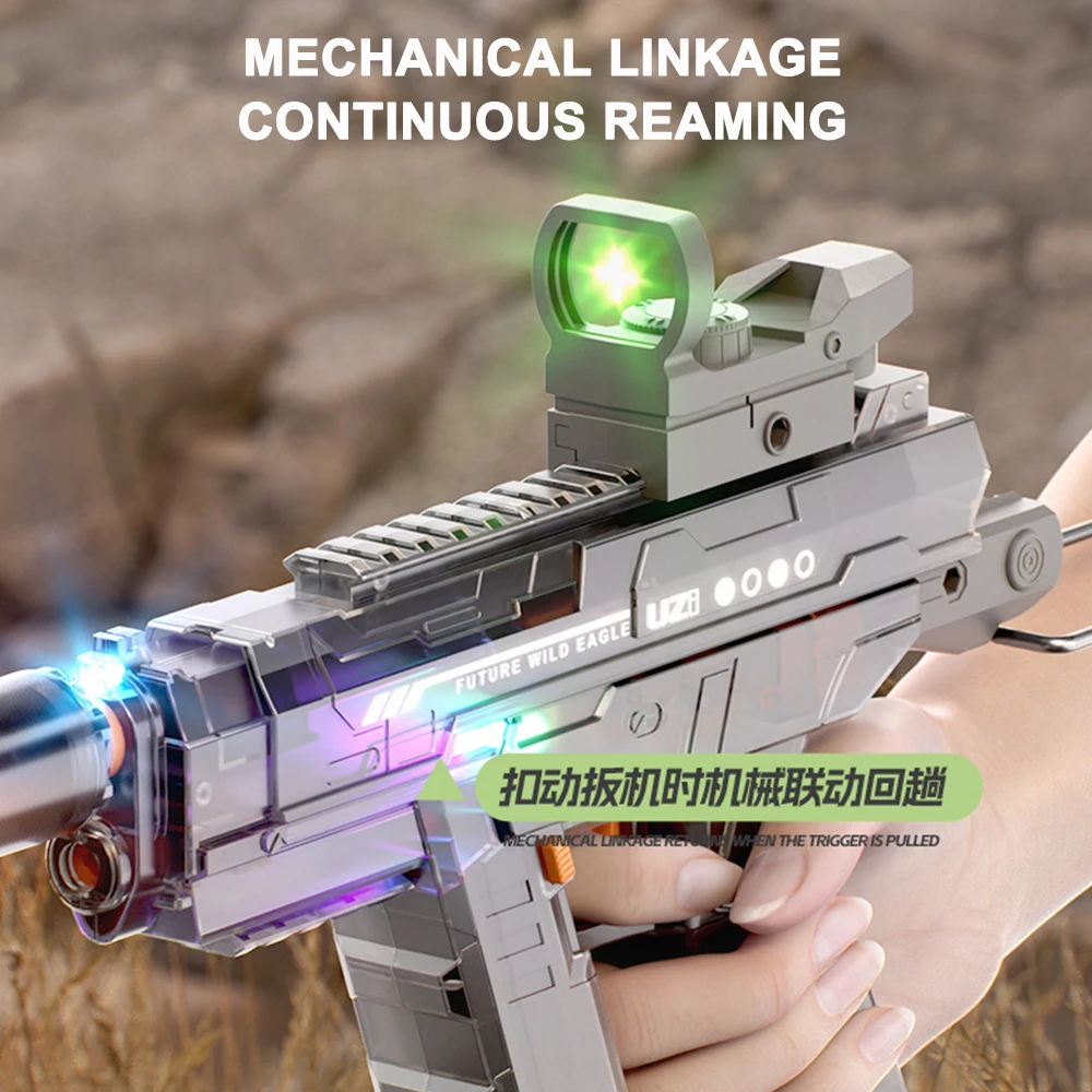 Tactical Electric Water Gun Continuous-Fire Hand-Operated Water Children's Toys Aqua Combat Light Blaster with Sighting Device