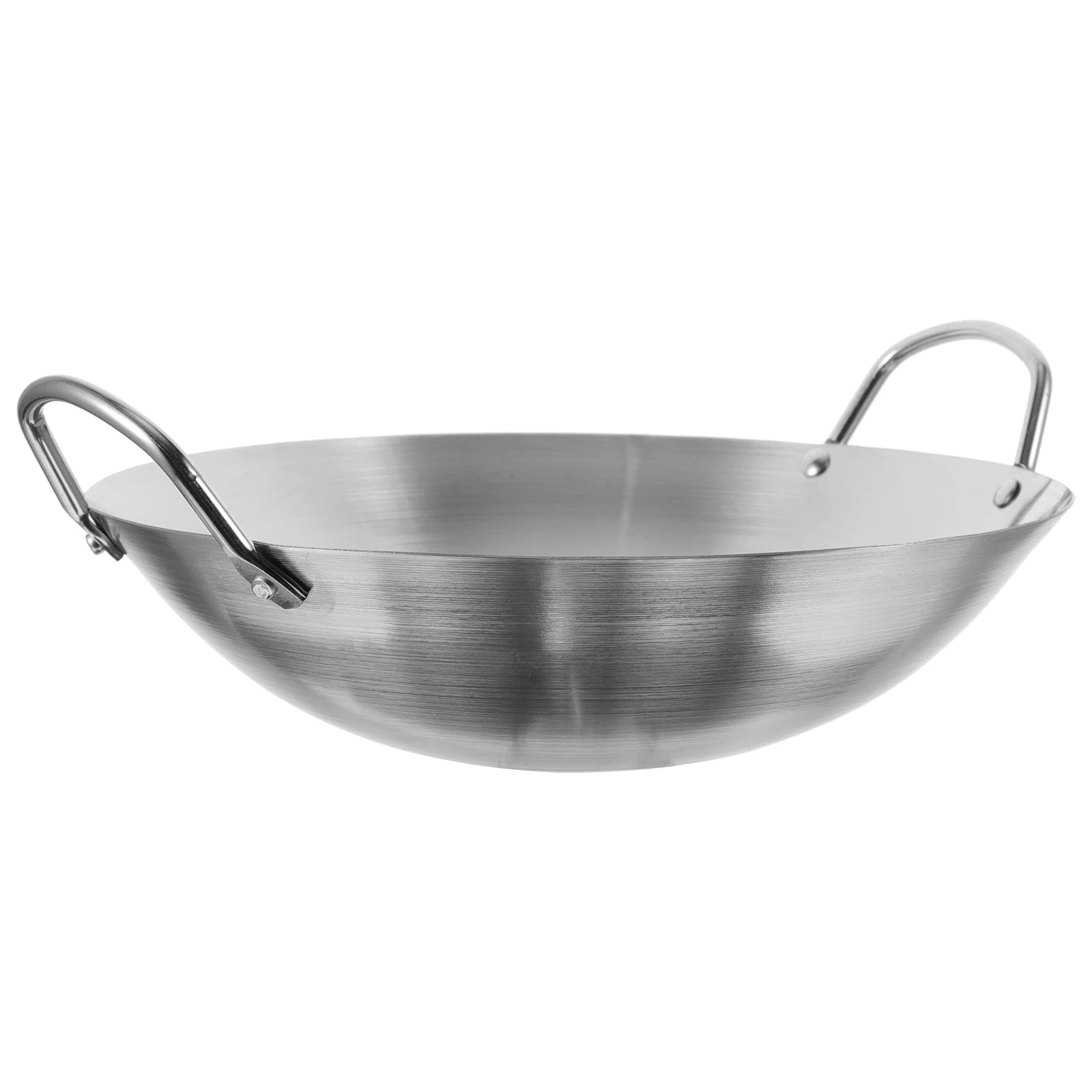 

1pc Stainless Steel Wok Cooking Pot Frying Pan For Home Kitchen Use Premium Household Wok Multi-Functional Frying Pot