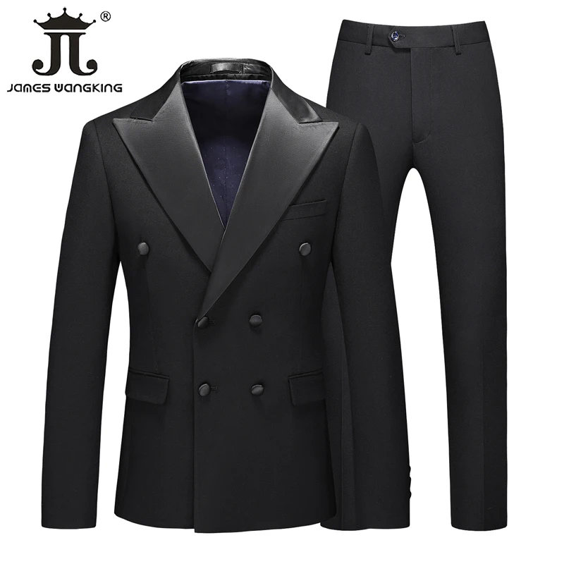 

5XL Blazer Pants Luxurious Prom Groom Boutique Wedding Dress Party Men Double Breasted Suit Two Piece Set Tuxedo Show Stage Host