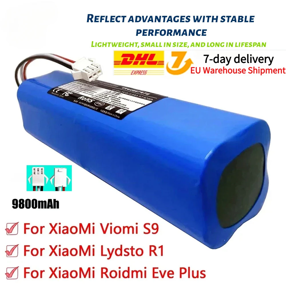 For XiaoMi Lydsto R1 Viomi S9 Roidmi Eve Plus Rechargeable Li-ion Battery Robot Vacuum Cleaner R1 Battery Pack 12800mAh