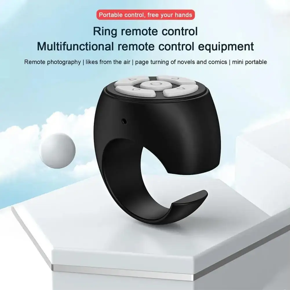 Portable Multi Function Bluetooth Remote Control For Fingertip Selfies Video Control Automatic Page Turning Browsing On Photo