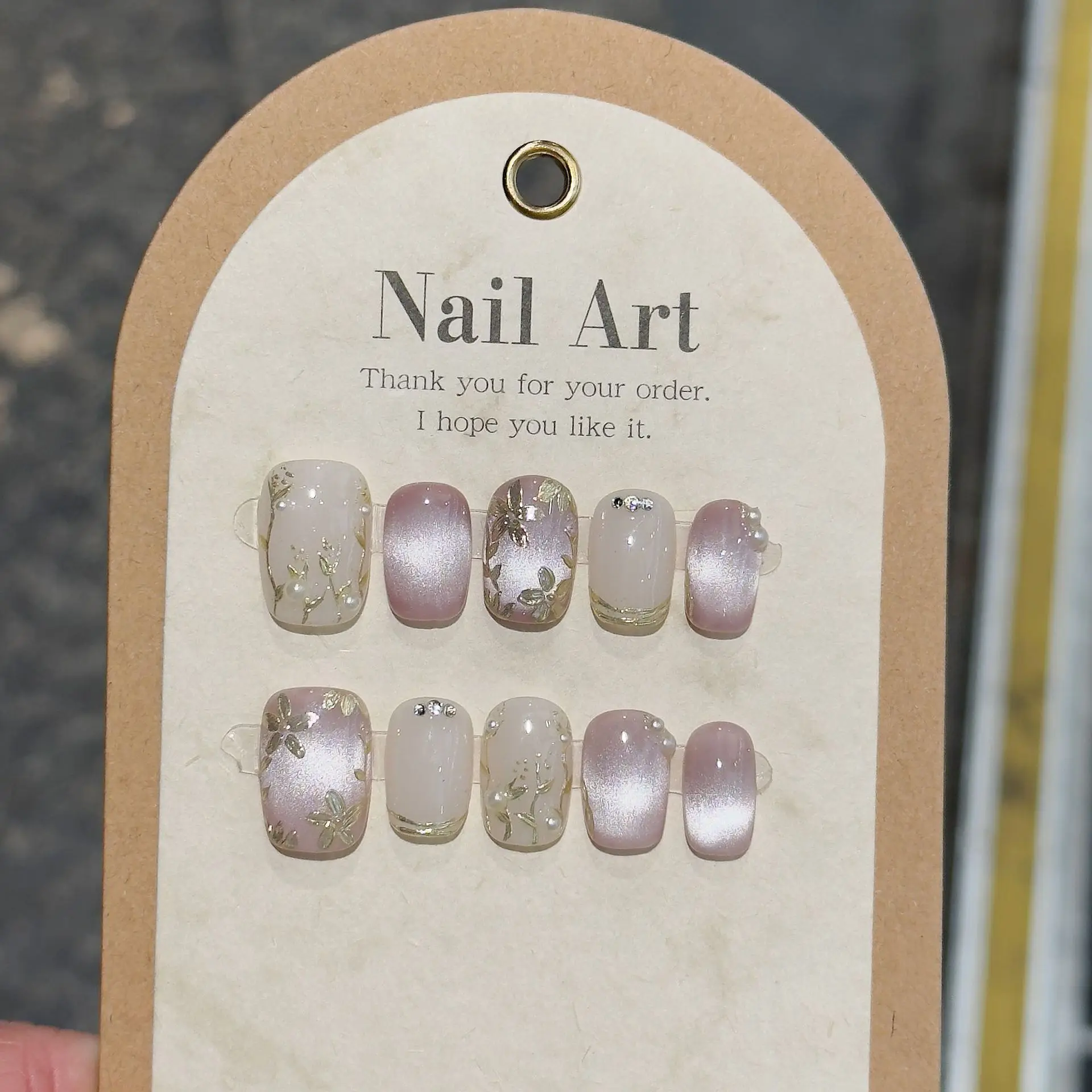 

10 шт., накладные ногти ручной работы «кошачий глаз», цветок, накладные ногти, простые накладные ногти, искусственные ногти Uñas Postizas Mujer