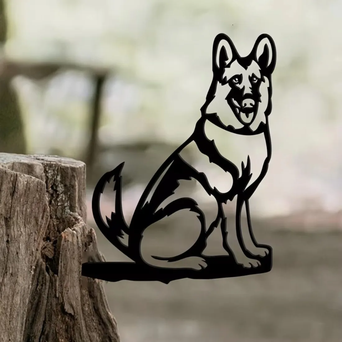 CIFbuy™ Metal German Shepherd Wall Art Rustic Iron Dog Silhouette Cutout Outdoor Garden Home Decor Sturdy Sculpture Figurine Gif