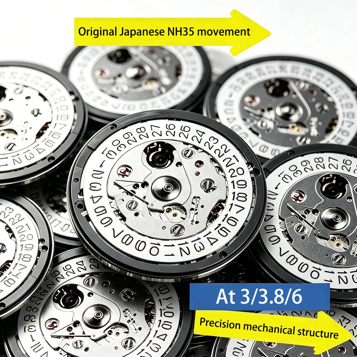 24 Jewels NH35A Self Winding Automatic Movement High Accuracy Mechanical Watch Movt 3/3.8/6 Position Display Precision  Core