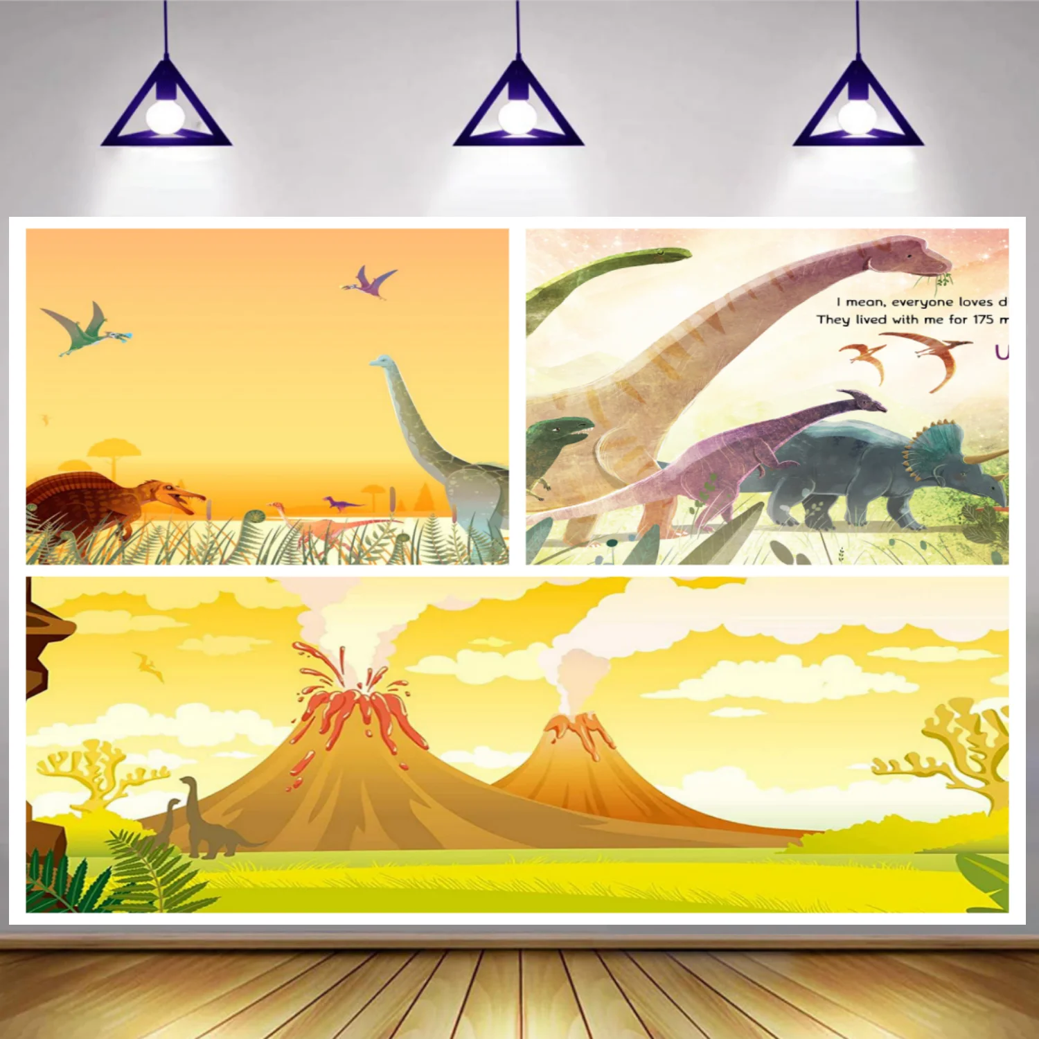 

Warm Orange and yellow Dinosaurs Birthday Party Decorations Wild Pterosaur Volcano Roar Jurassic Baby's Room Decoration