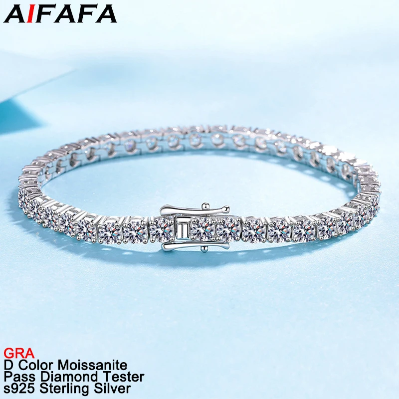 

4mm 5mm 6.5mm Full Moissanite Diamond Tennis Chains Bracelet s925 Sterling Silver All Real Moissanite Hand Chain Fine Jewelry