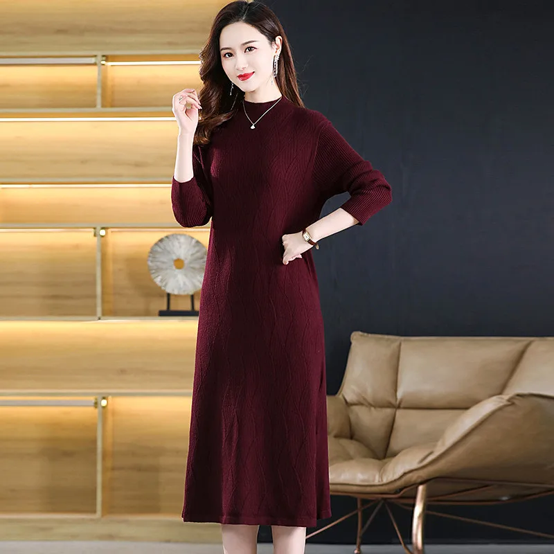 New Knitwear Woman Clothes Vintage Autumn Winter Bottom Wear Sweater Dress Pulls Femmes Long Sleeve Tops Pullover Women's Jumper