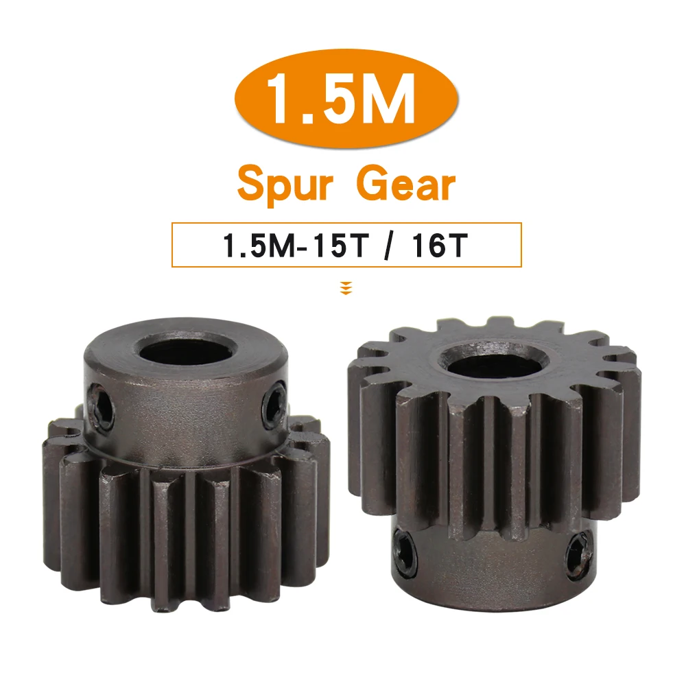 

Spur Gear 1.5M-15T/16T Blackening SC45#Carbon Steel High Frequency Quenching Worm Gear Inner Bore 5/6/6.35/7/8/10/12 mm