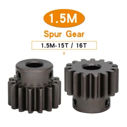 Spur Gear 1.5M-15T/16T Blackening SC45#Carbon Steel High Frequency Quenching Worm Gear Inner Bore 5/6/6.35/7/8/10/12 mm