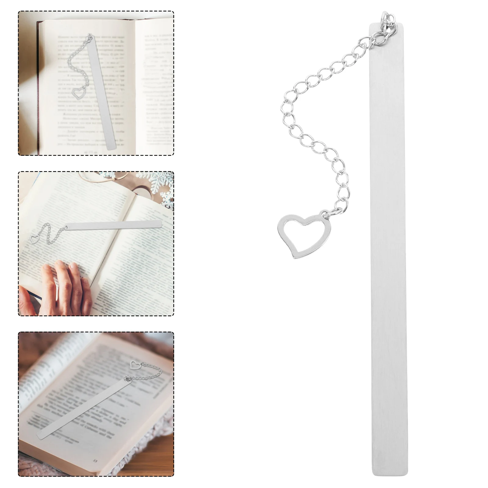 

10pcs Metal Heart Shaped Bookmarks Stainless Steel Elegant Chain Bookmark For Women Teens Students Book Lovers