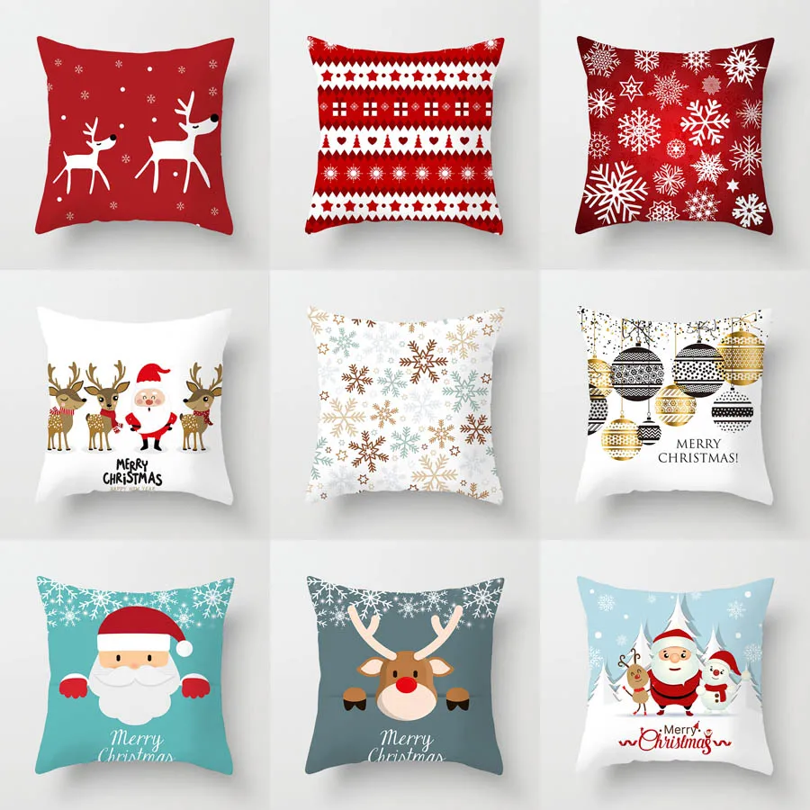 

Christmas Cushion Cover Pillow Case Christmas Creative Cartoon Santa Claus Cute Elk Pillow Case Christmas Decoration Pillowcase