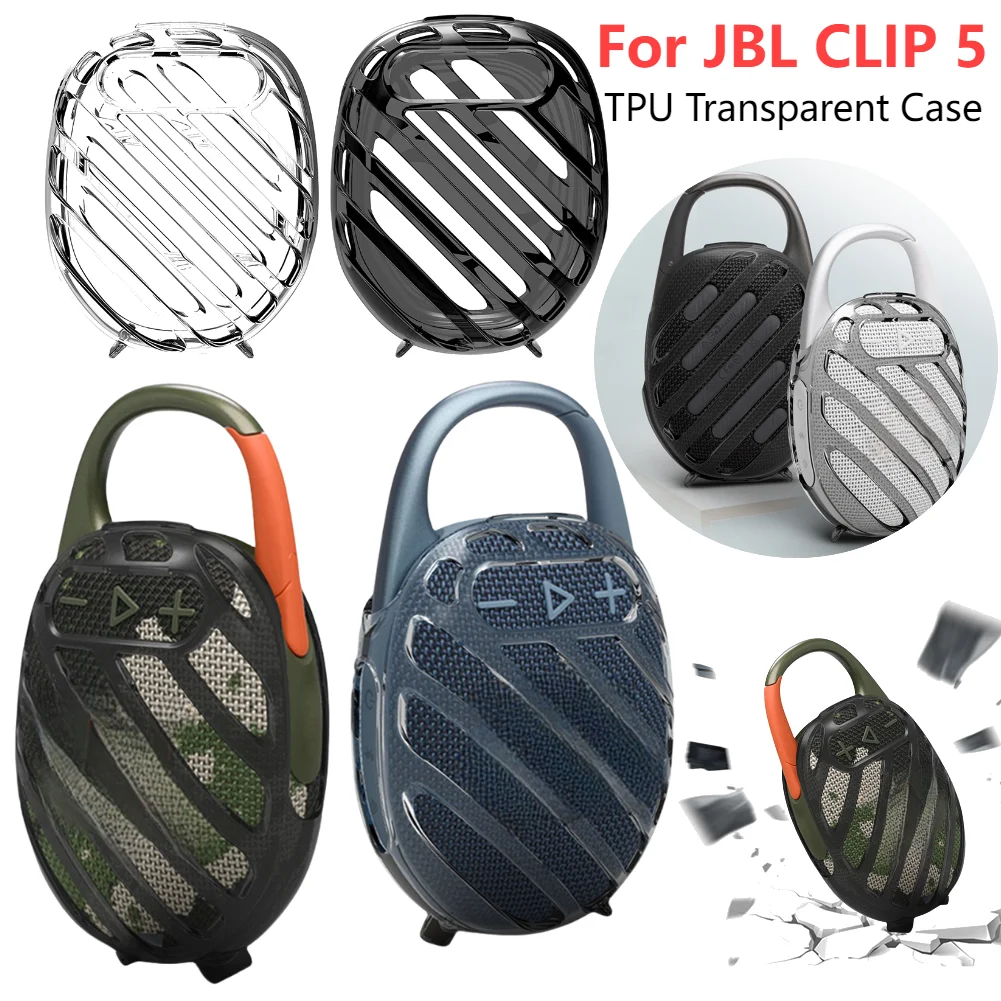 TPU Transparent Case Protective Case Sleeve Anti-Scratch Audio Protective Case Transparent Speaker Shell for JBL CLIP 5 Speaker