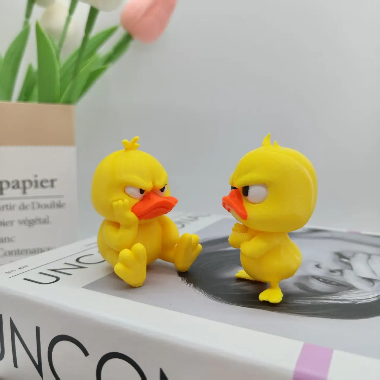 3D Angry White Eyed Funny Duck,Printing Angry Yellow Duck Statue, Humorous Indoor/outdoor Home Decoration and Car Decoration
