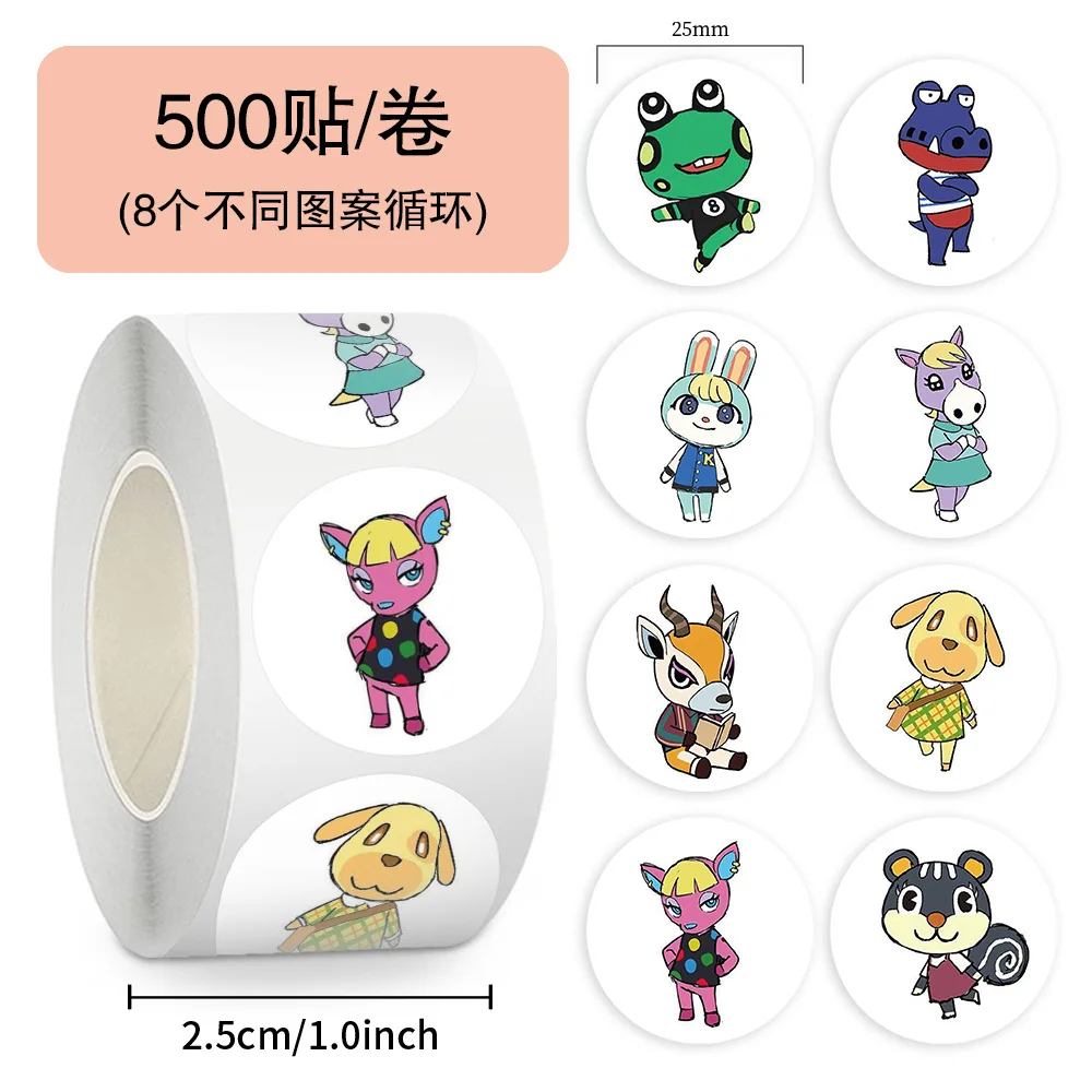 500pcs/Roll Animal Crossing: New Horizons Sealing Sticker DIY PVC Laptop Decals Decoration Stiker Reward Gift Toys