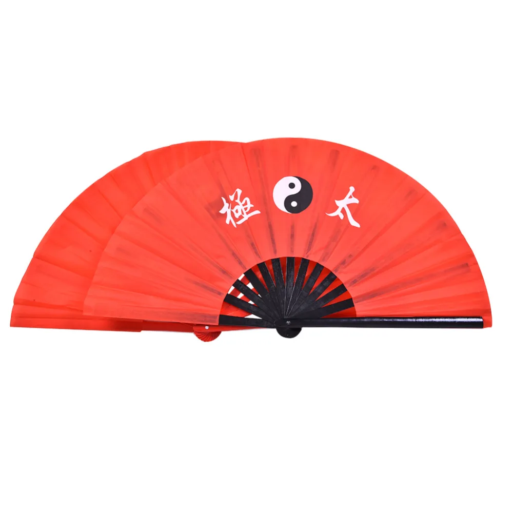 High Quality Bamboo Frame Tai Chi Fan Chinese Kung Fu Fan Taiji/Taichi Practice Performance Red Martial Arts Fans