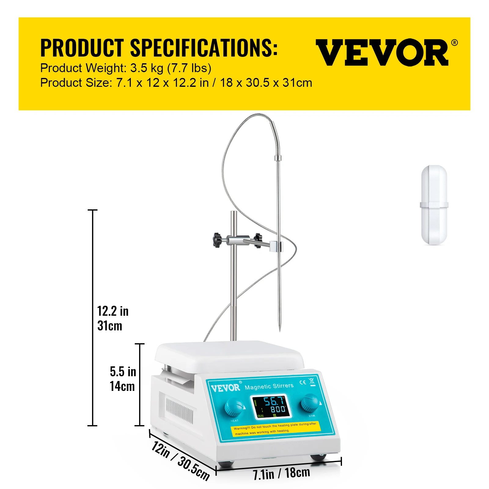 VEVOR 2L 5L Magnetic Stirrer Hot Plate Drink Agitator Vortex Mixer Shaker With Stir Bar Digital Display Portable Blender for Lab