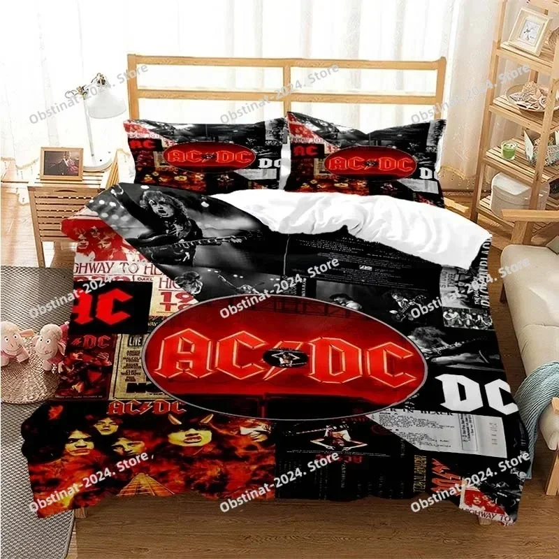 2025 ACDC Rock Band Bedding Set Duvet Cover Full Queen King Size Pillowcase Bed Printed Bed Set Aldult Kid Bedroom Single Twin