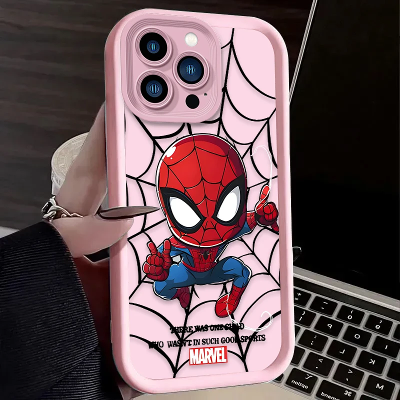 Funda de Marvel Spider Man para iPhone, carcasa protectora de silicona suave a prueba de golpes para modelos 16, 15, 14, 13, 12, 11 Pro Max, XS, X, XR, 8, 7, 6S Plus, SE 2020