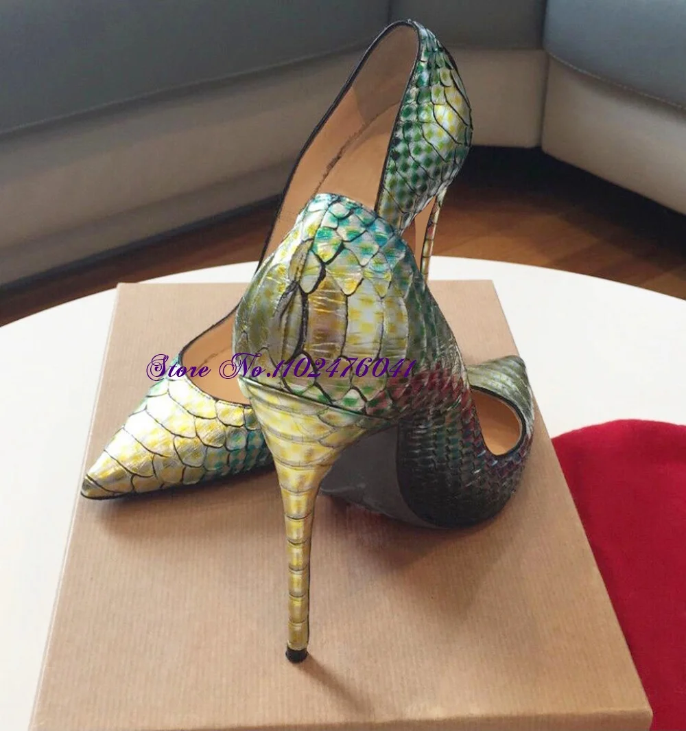 Snakeskin-女性用ハイヒールシューズ,12cm,10cm,8cm,セクシー,パイア,浅いパンプス,イブニングシューズ