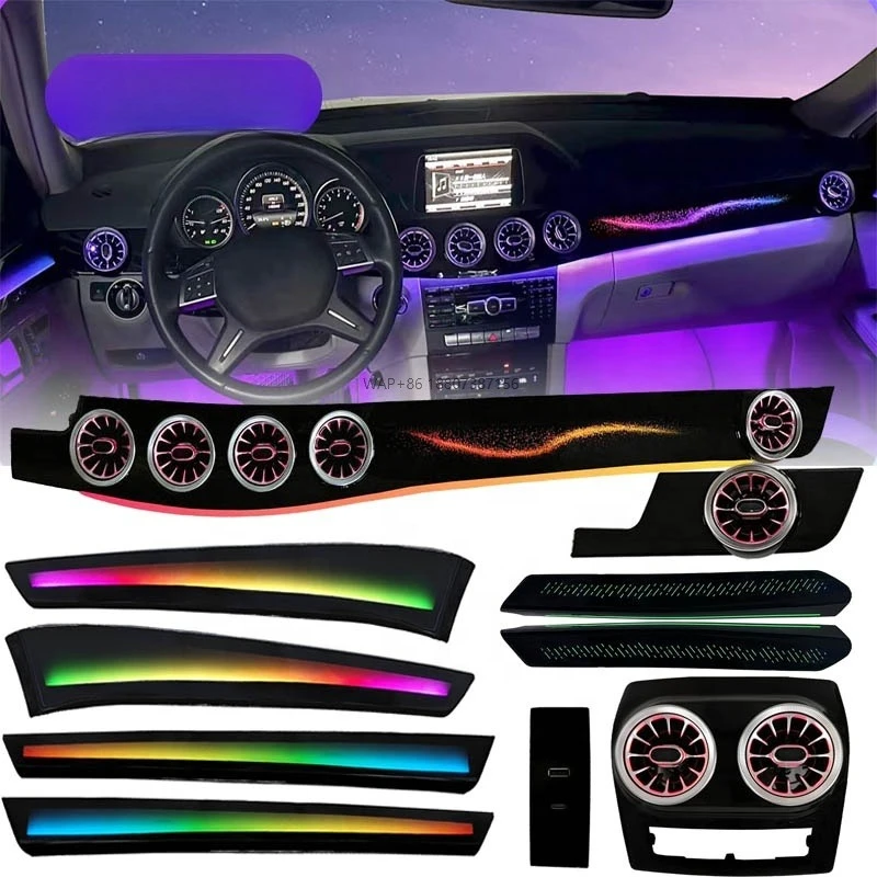 

SJC Car 64 Color LED Atmosphere Light for LHD/RHD 2010-2015 E-Class W212 Interior Air Outlet Kit Saddle Light