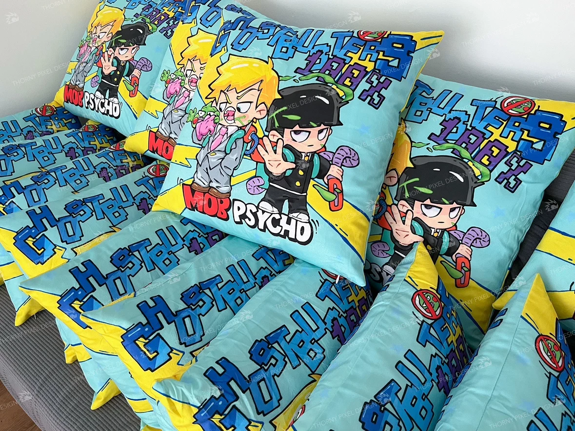 Anime Mobu Saiko Hyaku Mob Psycho 100 Reigen Arataka hoyuelos Kageyama Shigeo Cosplay dibujos animados cojín trasero almohada mascota