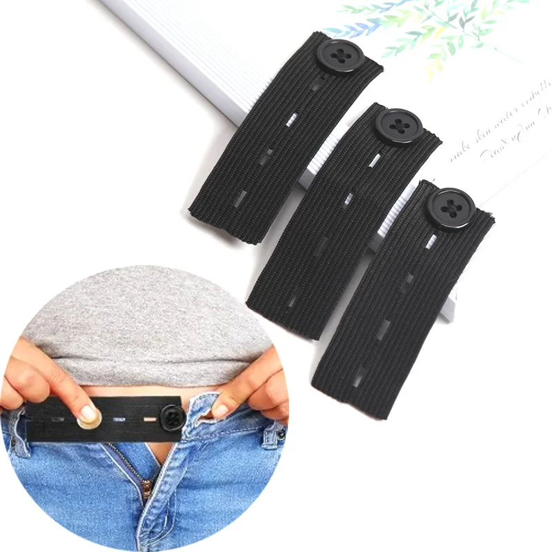 3PCS Adjustable Elastic Waist Extenders Belt Waistband Expanders for Men Women Trousers Jeans Pants Button Extenders