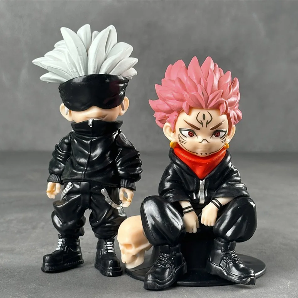 Auf Lager |   Jujutsu Line Chibi Figuren |   Satoru Gojo (stehend) und Yuji Itadori (sitzend) |   Anime Merch & Desktop-Haustierornamente