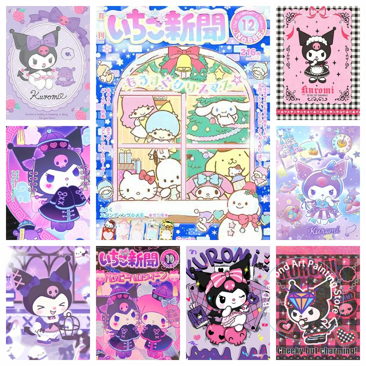 

Sanrio Kuromi Cartoon AB Diamond Painting Kit 5D DIY Diamond Embroidery Cross Embroidery Handmade Art Gift Home Decoration