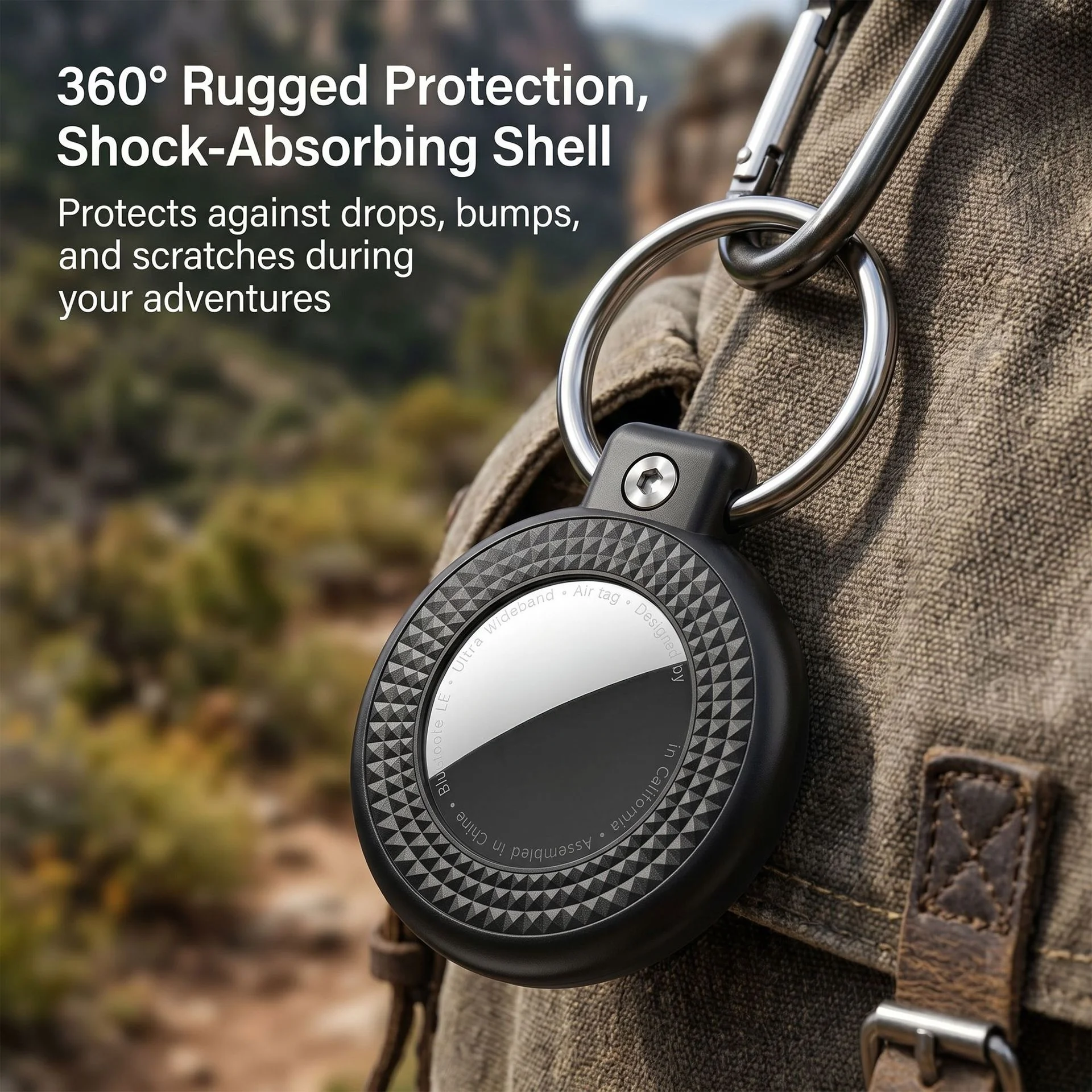 GITFOS Diamond Dual Clear Etui na AirTag 3-w-1 Wodoodporne, Odporne na Wstrząsy i Kurz, z Breloczkiem do Apple AirTag 1/2 Tracker, do Bagażu, Zwierząt — zdjęcie produktu 6