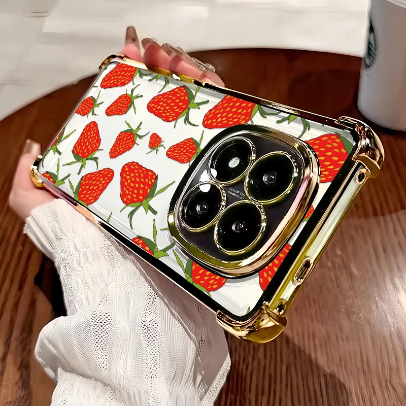 

Silicone Plating TPU Phone Case For Google Pixel 10 9 Pro XL 10A 9A 8A 7A 7 8 9 Strawberry Pattern Shockproof Anti-Drop Shell