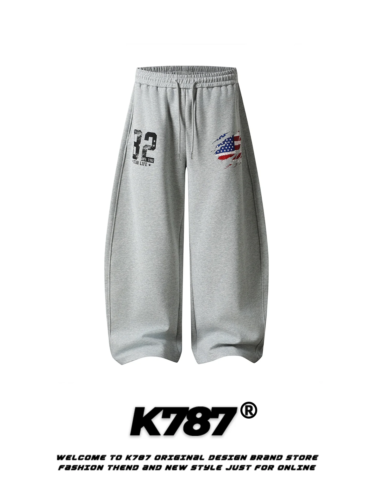 

Спортивные брюки K787 в американском ретро-стиле с пэчворком и флагом, свободные, широкие, длинные, для мужчин и женщин, модные, стройнящие