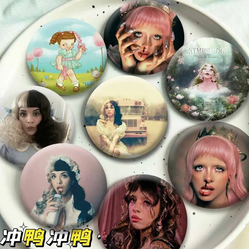 Cute But Creepy Singer Melanie Martinez Button Pins Music Album Cover Badge Round Cosplay Brooch Bag Decor Jewelry Souvenir Gift